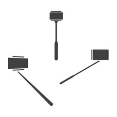 Icons of Selfie stick. Vector on white background