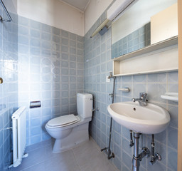 Vintage bathroom with blue tiles