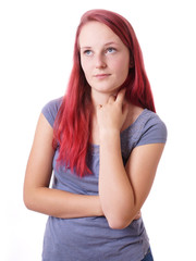 disinterested young woman is bored or sulking - obrazy, fototapety, plakaty