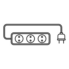 Extension cord icon. Outline illustration of extension cord vector icon for web design isolated on white background