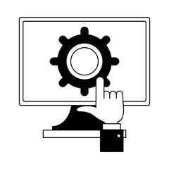 Gear on computer screen vector illustration graphic design