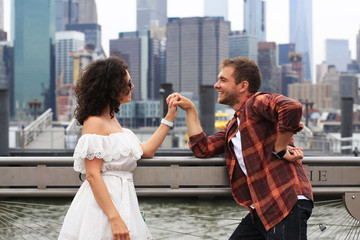 Young couple relaxing in new York during the holidays