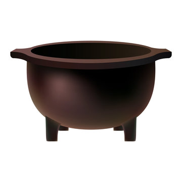 Cauldron mockup. Realistic illustration of cauldron vector mockup for web design isolated on white background