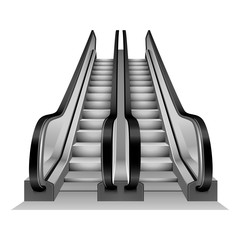 Escalator stairs mockup. Realistic illustration of escalator stairs vector mockup for web design isolated on white background