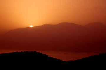 Mirabello Bucht bei Sonnenaufgang, Insel Kreta, Griechenland, Europa