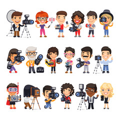 Photographers Flat Cartoon Characters