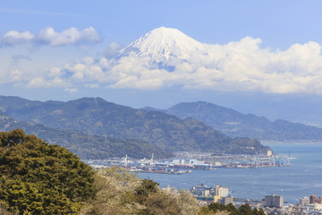 Landscape of mount fuji with blue sky background at Shizuoka prefecture, Japan