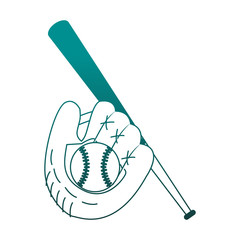 Baseball gloves with ball and bat vector illustration graphic design