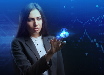 The concept of business, technology, the Internet and the network. A young entrepreneur working on a virtual screen of the future and sees the inscription: