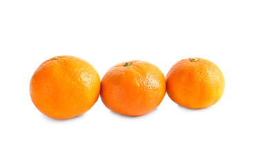 Ripe tangerines on white background