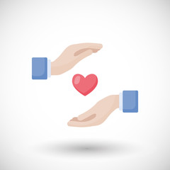 Vector illustration heart in hands flat icon
