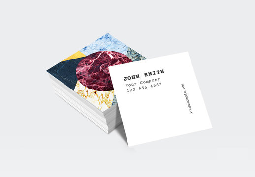 Mixed Marble Square Business Card Layout