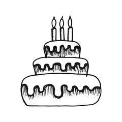 festive cake hand drawing vector. isolated object on white background.
