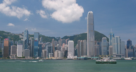 Fototapeta premium Hong Kong urban city skyline in sunny day
