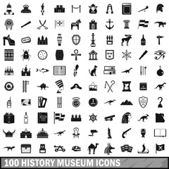 100 history museum icons set in simple style for any design vector illustration