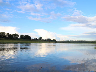 fishing in the river on a summer day