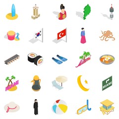 Hostelry icons set. Isometric set of 25 hostelry vector icons for web isolated on white background