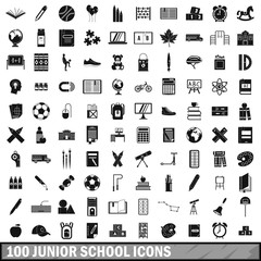 100 junior school icons set in simple style for any design vector illustration