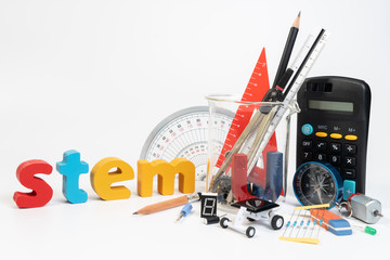 Equipment of STEM education, Science, Technology, Engineering, Mathematics. STEM education concept...