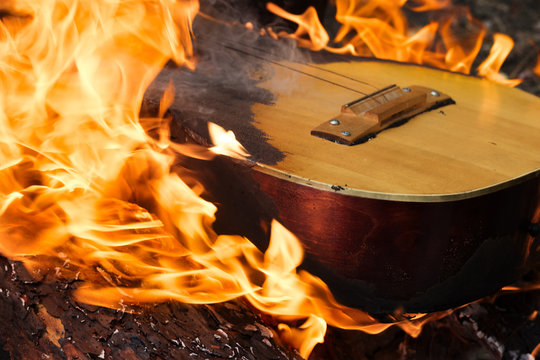 Guitar in flame