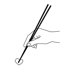 Outline of hand with chopsticks - chinese food