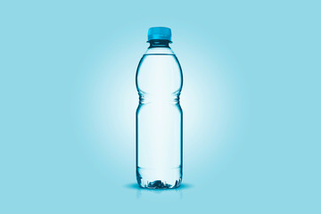 Plastic water bottle isolated on white background.