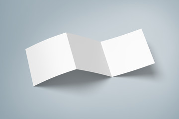 Tri-fold brochure mock-up. Blank brochure white template paper on background. Three fold paper brochure for your design.