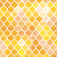 Watercolor abstract geometric pattern. Arab tiles. Kaleidoscope effect. Watercolor mosaic. - 214647797