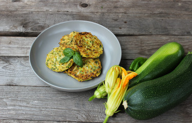 Pancakes from zucchini with parsley