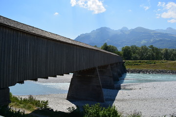 The old bridge over the Rhine in Vaduz, Liechtenstein