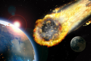 Asteroid Erde und Mond © pixelschoen