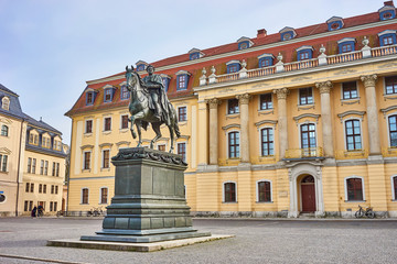 Fototapeta premium Place of Democracy in city of Weimar / Sculpture of Carl August - Duke of Saxe-Weimar-Eisenach