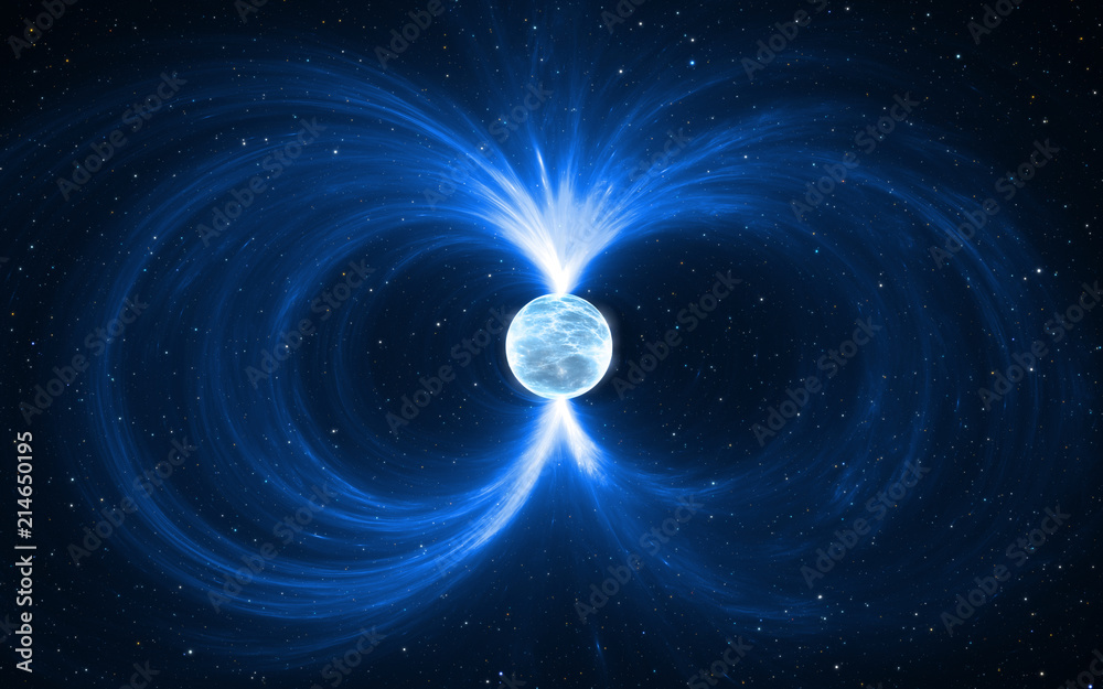 Wall mural magnetar - neutron star in deep space. for use with projects on science, research, and education.