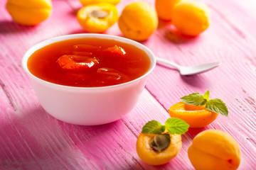 apricot jam fruit fresh wooden background
