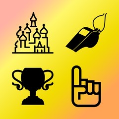 Vector icon set  about soccer with 4 icons related to trainer, template, universe, illustration and game
