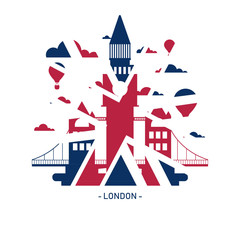 Obraz na płótnie Canvas imagen turismo ciudad de Londres con bandera