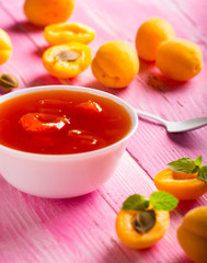 apricot jam fruit fresh wooden background