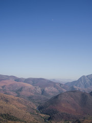 Scenic view of mountains, Malolotja River and dry landscape of Malolotja Nature Reserve, Swaziland, Southern Africa