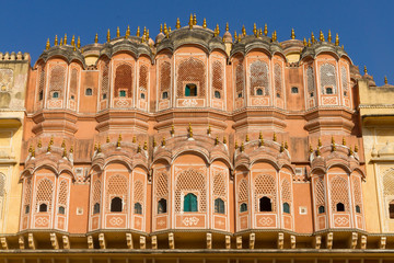 Fototapeta na wymiar Views of the Hawa Mahal, Palace of the Winds and City Palace in Jaipur, India