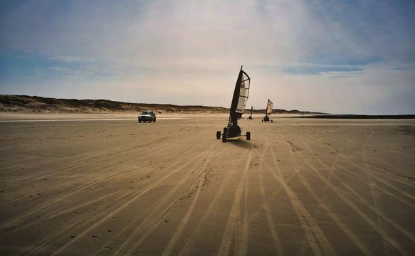 Blokarting on the beach of Amsterdam