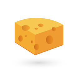Icon of Cheese, Vector illustration on white in EPS 10.