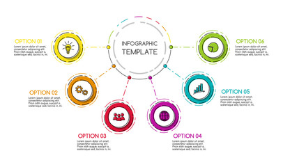 Colourful business timeline with hand drawn elements. Vector.