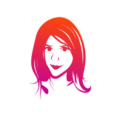 Face of Young Female - Vector Clipart isolated on white background in EPS 10.