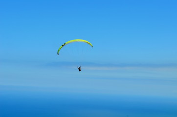 A paraglider flying around sky. Turkey/Ordu/Blacksea