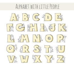  sketch little people with letters