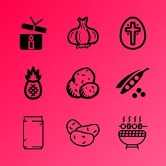 Fototapeta premium Vector icon set about food with 9 icons related to ornament, glass, refreshing, soda, balloon, grilling, decoration, childhood, aromatic and gourmet