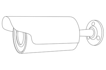 CCTV camera. Side view. Outline vector