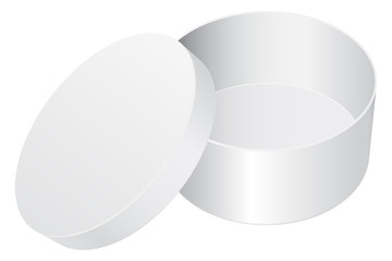 Round gift box. White blank open package