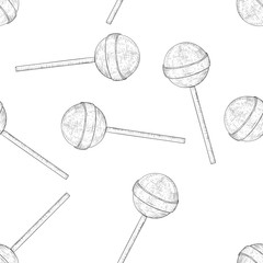 Lollipops. Black and white hand drawn sketch