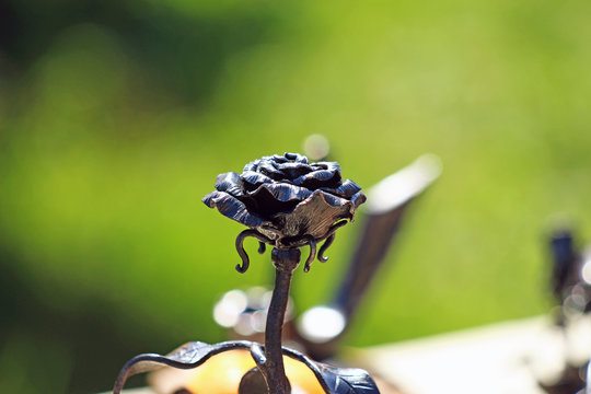 iron-forged black rose close-up